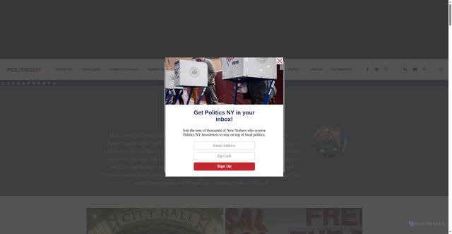 Security scan screenshot of https://politicsny.com/districts/new-york-city-comptroller/mark-levine/