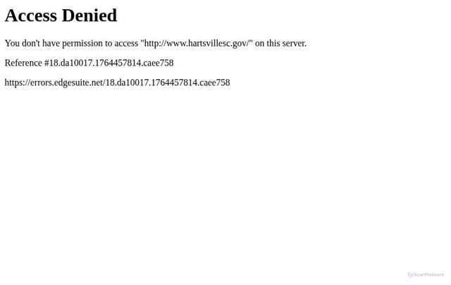 Security scan screenshot of https://www.hartsvillesc.gov/