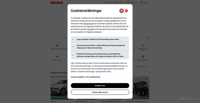 Security scan screenshot of https://www.blocket.se/