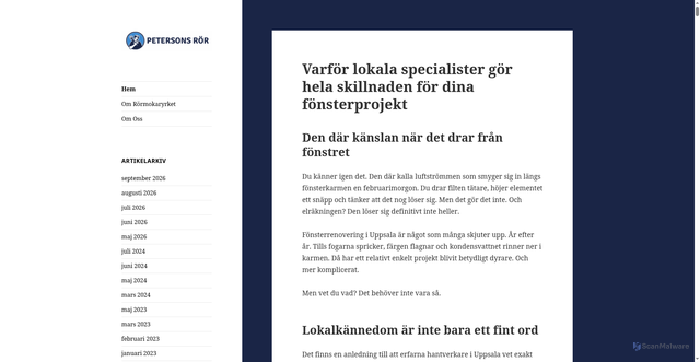 Security scan screenshot of https://petersonsror.se