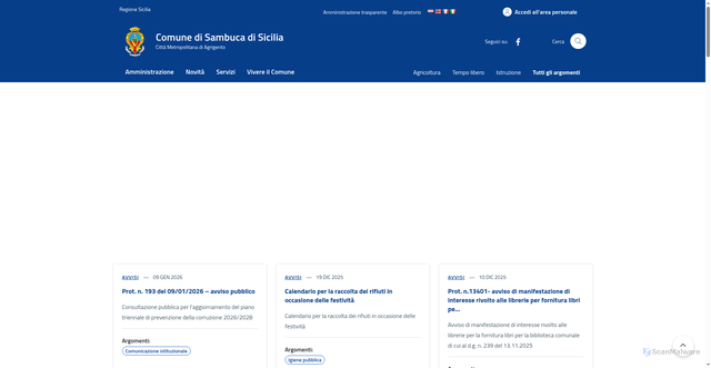 Security scan screenshot of https://comune.sambucadisicilia.ag.it/