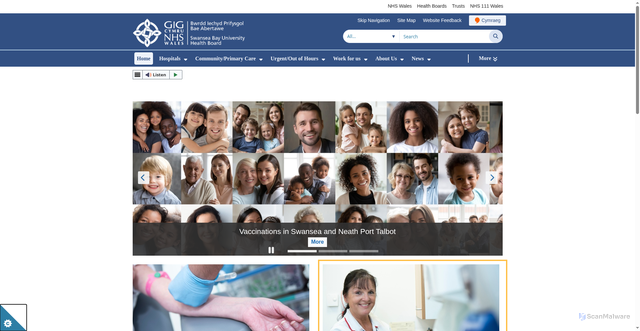 Security scan screenshot of https://sbuhb.nhs.wales
