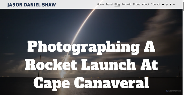 Security scan screenshot of https://jasondanielshaw.com/blog/photographing-a-rocket-launch-at-cape-canaveral