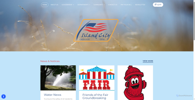 Security scan screenshot of https://islandcityoregon.gov/