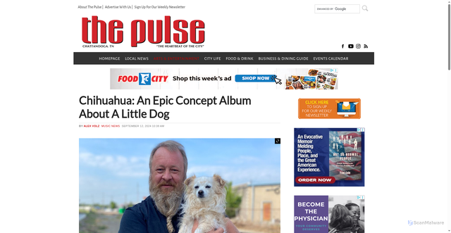 Security scan screenshot of https://www.chattanoogapulse.com/arts_entertainment/music-news/chihuahua-an-epic-concept-album-about-a-little-dog/