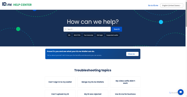 Security scan screenshot of https://idme.zendesk.com