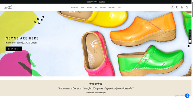 Security scan screenshot of https://dansko.com