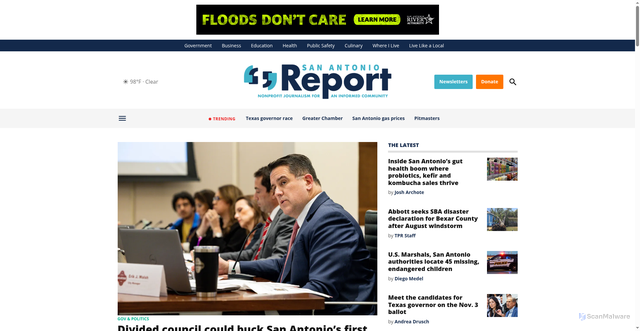 Security scan screenshot of https://sanantonioreport.org