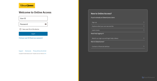 Security scan screenshot of https://onlineaccess.edwardjones.com