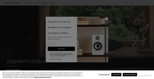 Security scan screenshot of https://bowerswilkins.com