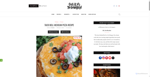 Security scan screenshot of https://eatitorgohungry.com/holidays/taco-bell-mexican-pizza-recipe/