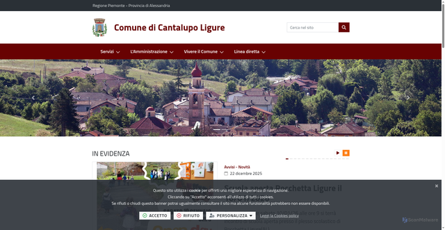 Security scan screenshot of https://www.comune.cantalupoligure.al.it/it-it/home