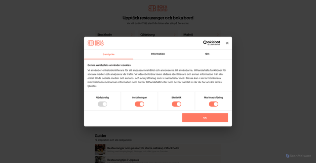 Security scan screenshot of https://app.bokabord.se/