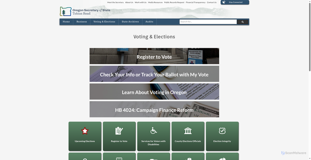 Security scan screenshot of https://sos.oregon.gov/voting-elections/Pages/default.aspx