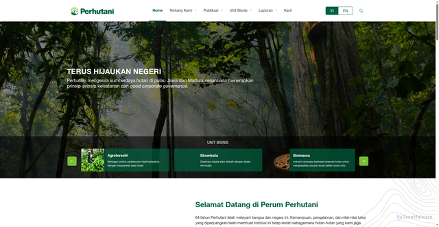 Security scan screenshot of https://perhutani.co.id