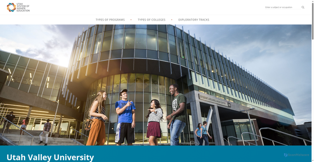 Security scan screenshot of https://www.utahmajors.org/institutions/9