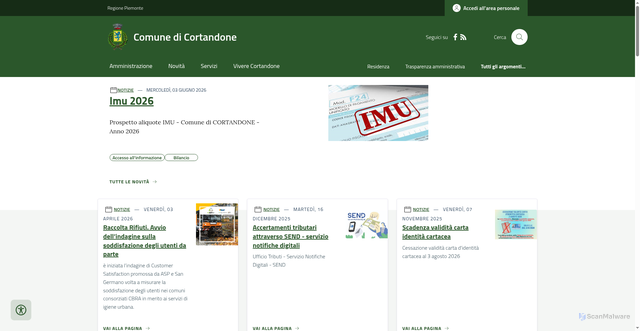 Security scan screenshot of https://www.comune.cortandone.at.it