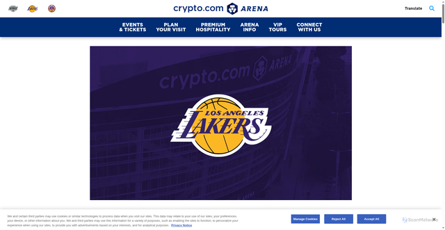 Security scan screenshot of https://www.cryptoarena.com/teams/detail/lakers