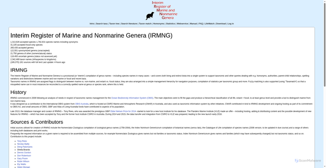 Security scan screenshot of https://www.irmng.org