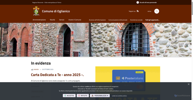 Security scan screenshot of https://www.comune.oglianico.to.it/it-it/home