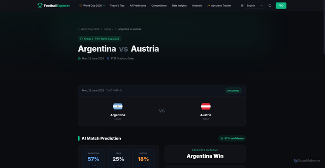 Security scan screenshot of https://www.footballexplorer.com/en/world-cup-2026/matches/argentina-vs-austria