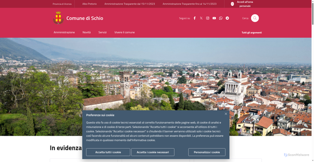 Security scan screenshot of https://www.comune.schio.vi.it