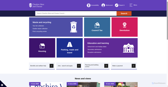 Security scan screenshot of https://www.cheshirewestandchester.gov.uk