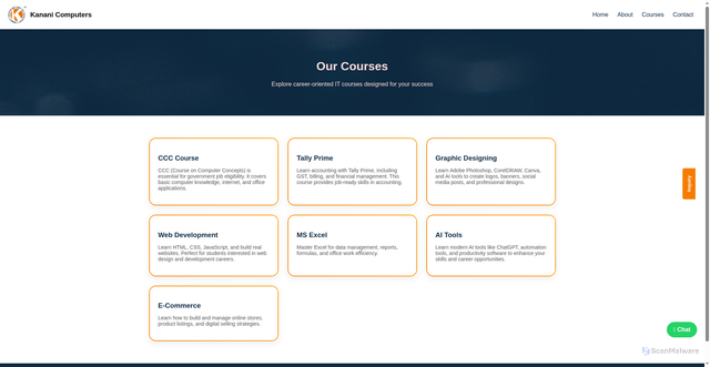 Security scan screenshot of https://kananicomputers.com/courses.html