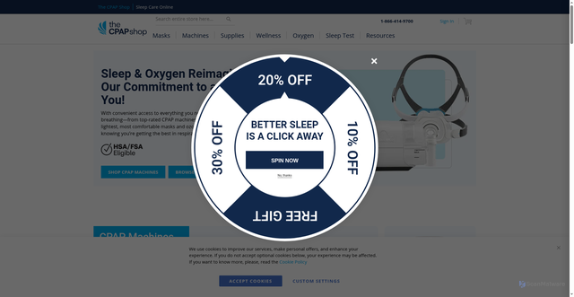 Security scan screenshot of https://www.thecpapshop.com/