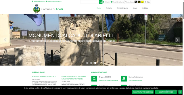 Security scan screenshot of https://www.comune.arielli.ch.it/