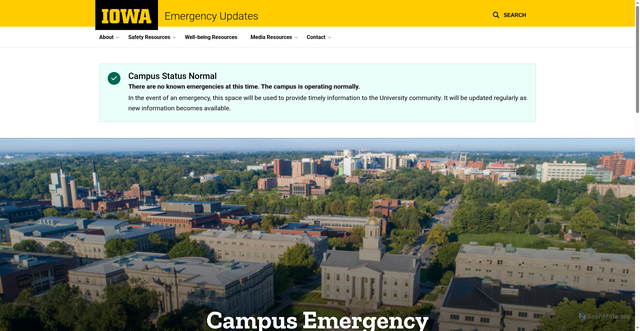 Security scan screenshot of https://emergency.uiowa.edu