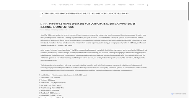 Security scan screenshot of https://www.futuristsspeakers.com/top-100-keynote-speakers-for-corporate-events-2/