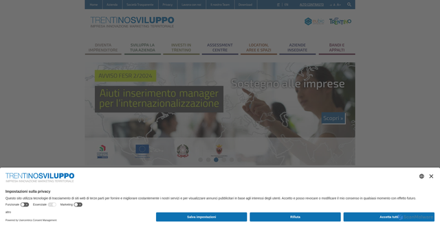 Security scan screenshot of https://trentinosviluppo.it/