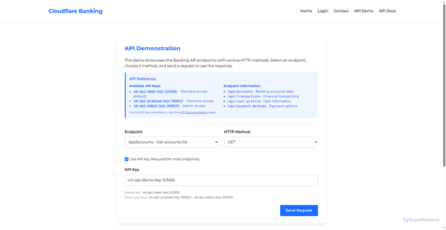 Security scan screenshot of https://banking.sub.justalittlebyte.ovh/api-demo