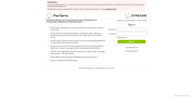 Security scan screenshot of https://streams.us