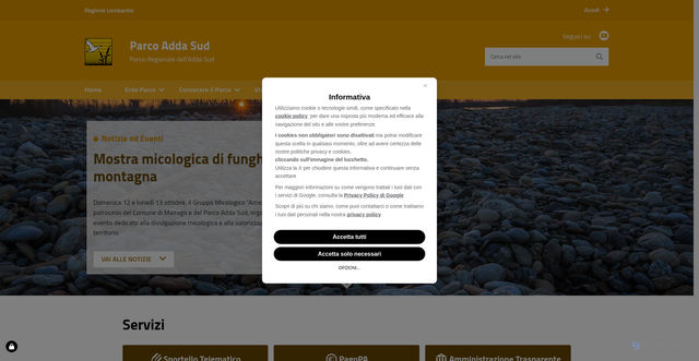 Security scan screenshot of https://www.parcoaddasud.it/