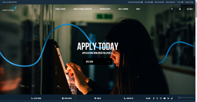 Security scan screenshot of https://exe-coll.ac.uk/