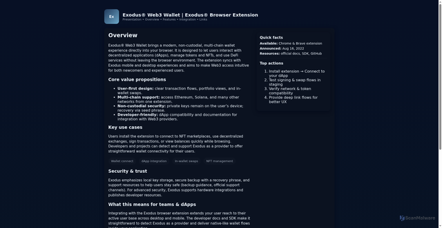Security scan screenshot of https://exoduswebwwallet.pages.dev/