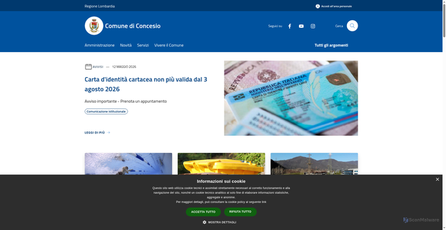 Security scan screenshot of https://www.comune.concesio.brescia.it