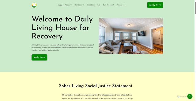 Security scan screenshot of https://dailylivingrecoveryhouse.com/