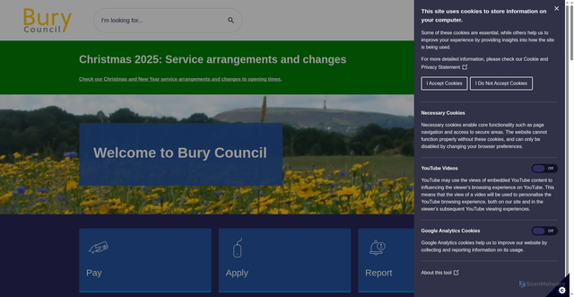 Security scan screenshot of https://www.bury.gov.uk/