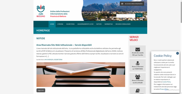 Security scan screenshot of https://www.opibelluno.it/