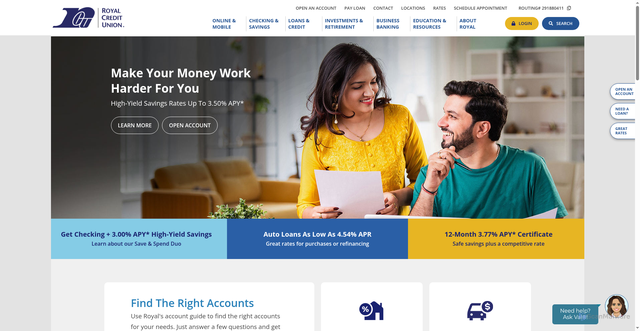 Security scan screenshot of http://royalcreditunion.net/