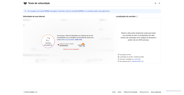 Security scan screenshot of https://amber-finch-1d72-3053d734.pages.dev/pt-br