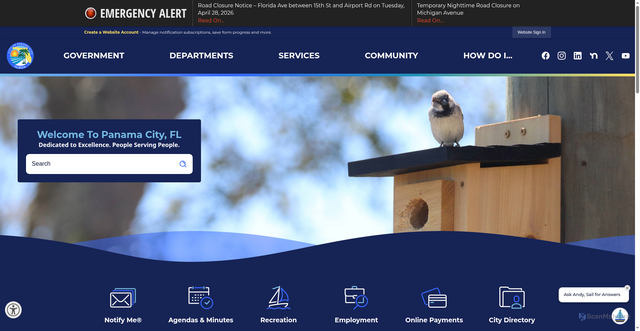 Security scan screenshot of https://www.panamacity.gov/
