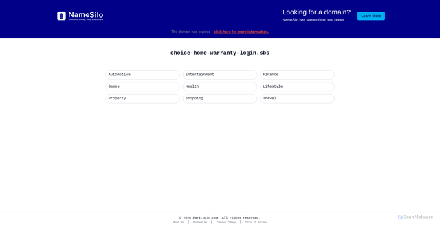 Security scan screenshot of https://choice-home-warranty-login.sbs/inicial/