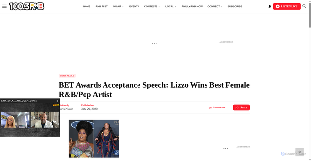 Security scan screenshot of https://rnbphilly.com/3857413/bet-awards-acceptance-speech-lizzo-wins-best-female-rb-pop-artist/