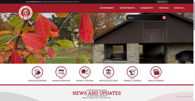 Security scan screenshot of https://fairviewparkohio.gov/