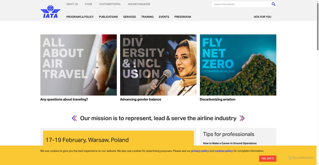 Security scan screenshot of https://iata.org/