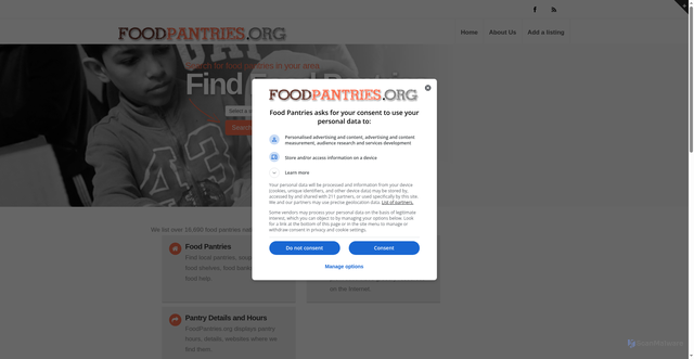 Security scan screenshot of https://www.foodpantries.org